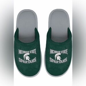 FOCO NCAA Men's MSU Wordmark Embroidered Stacked Scuff Slide Slippers-NWT